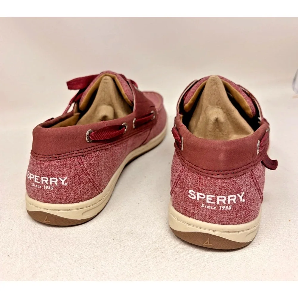 Sperry Koifish Sparkle Canvas Burgundy Women's Boat Shoes Size 9.5 STS84343 Box